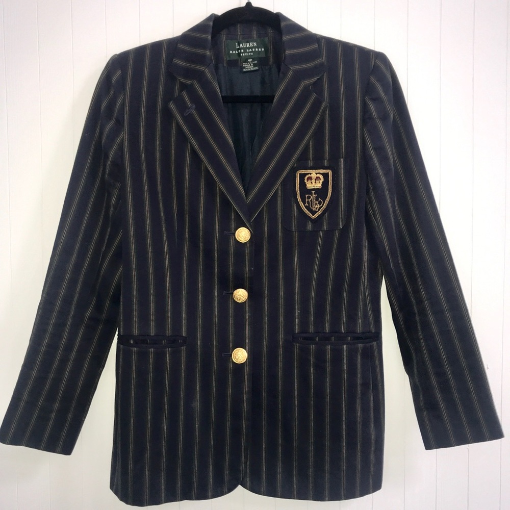 Ralph Lauren navy striped blazer gold buttons